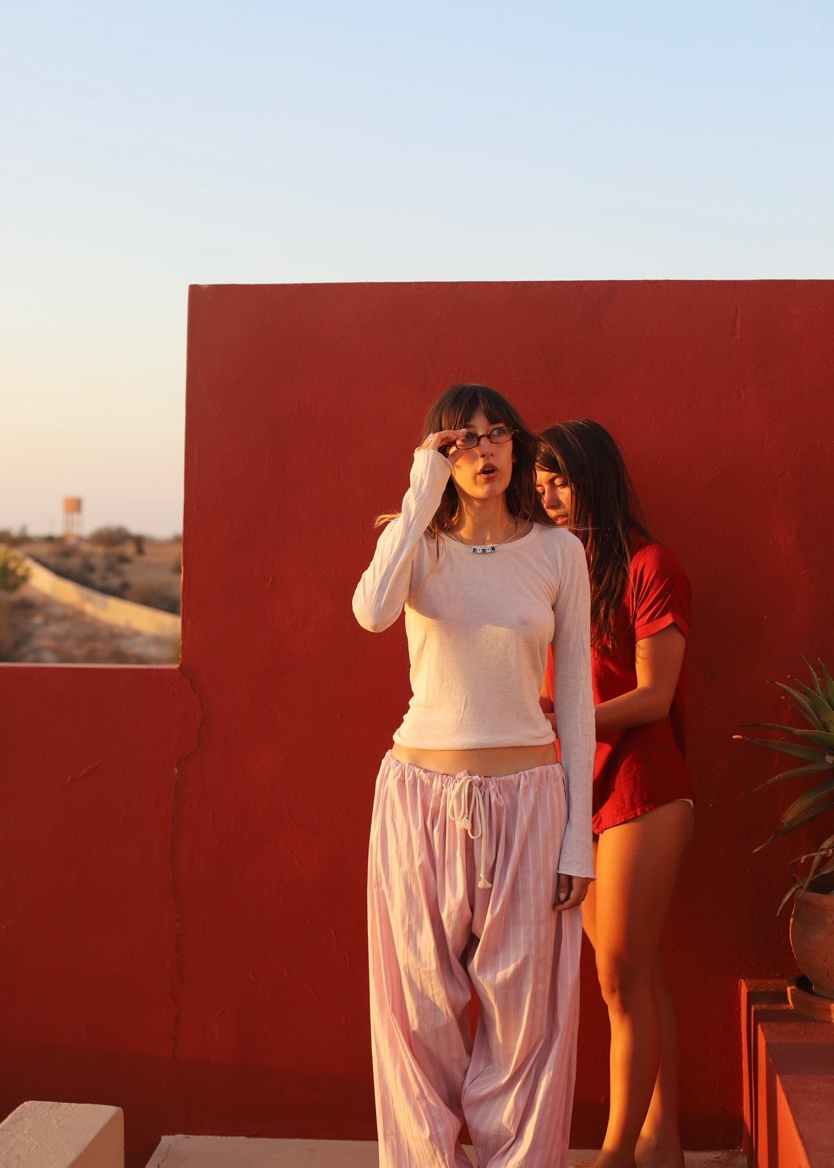 PANTALON JUNNY RAYURES ROSES