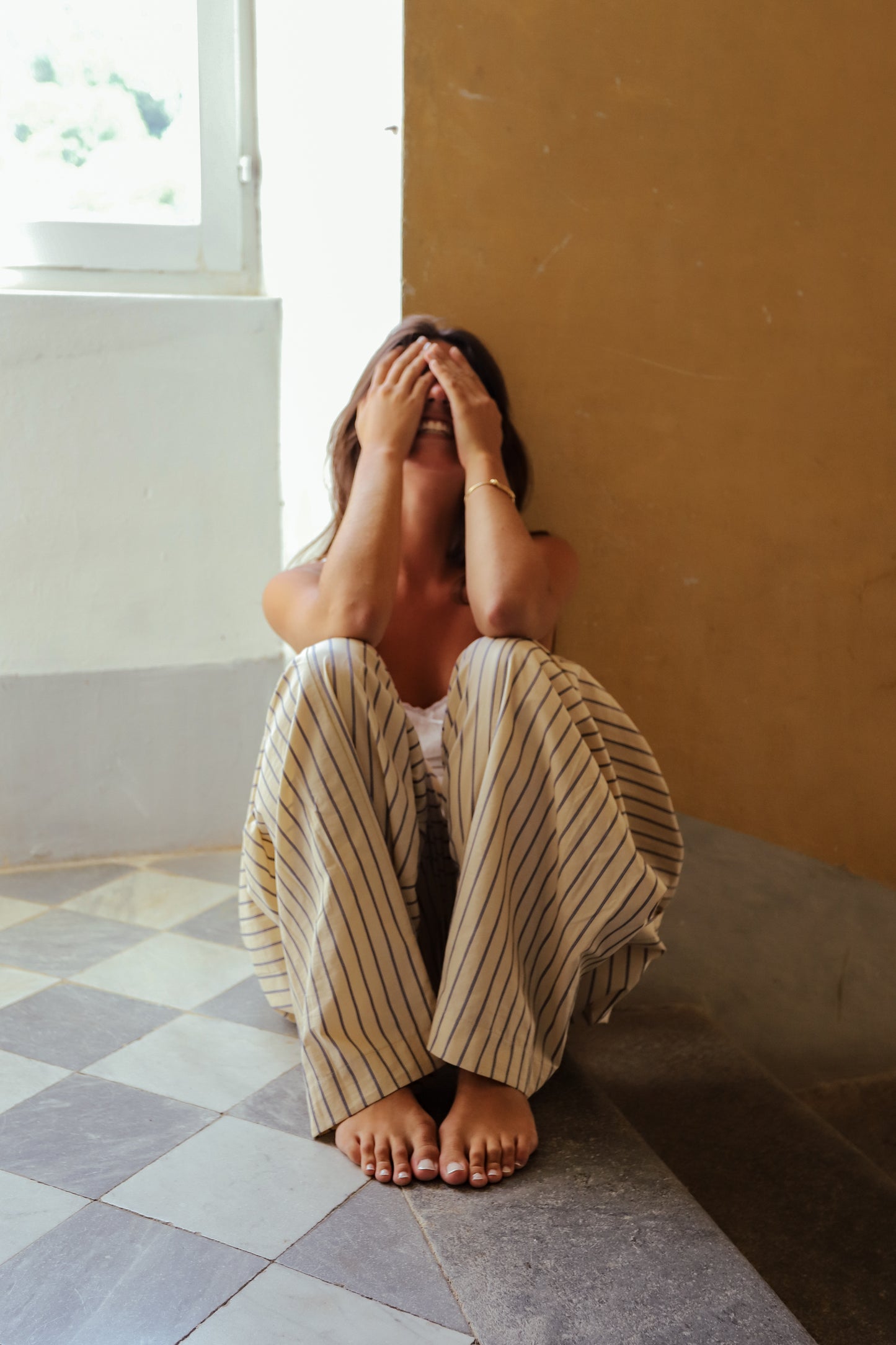 PANTALON JUNNY RAYURES BEIGES